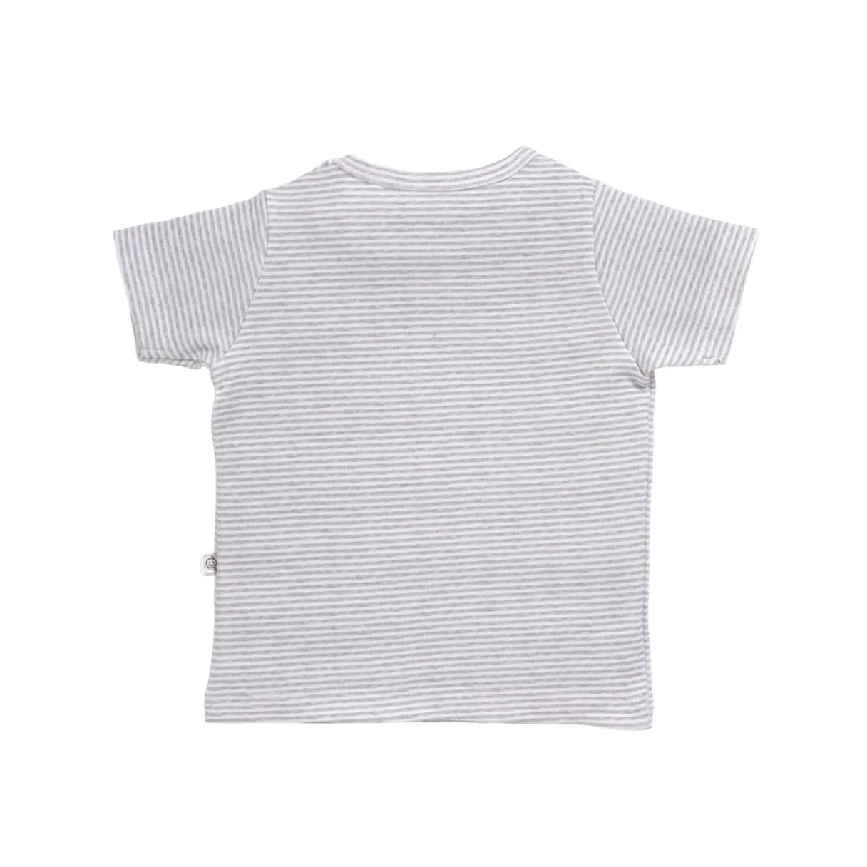 Half sleeve grey stripe pattern t-shirt for baby