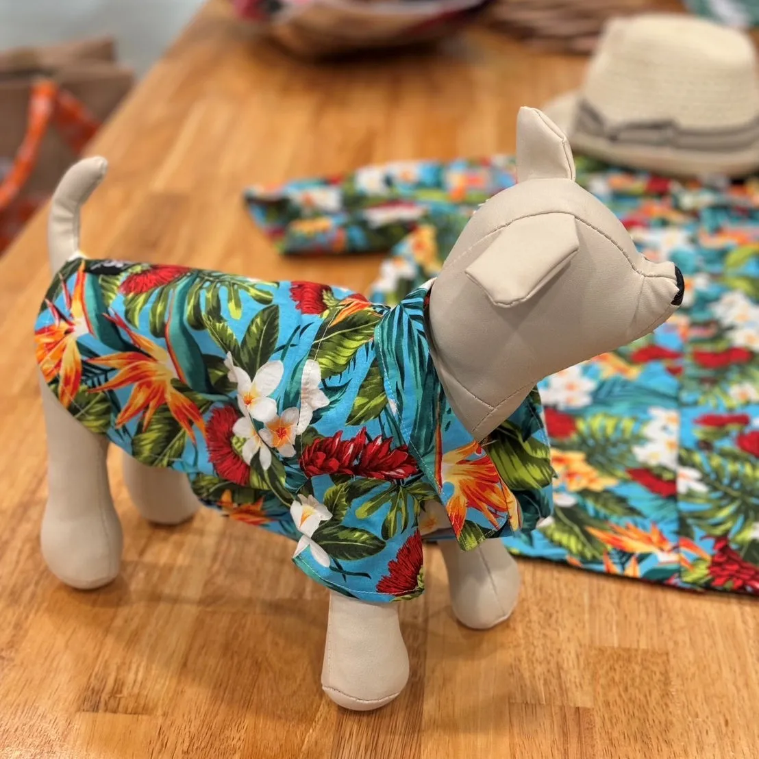 Hawaiian Flower Print Dog Shirts / Light Blue［Dog and owner hawaii shirts］