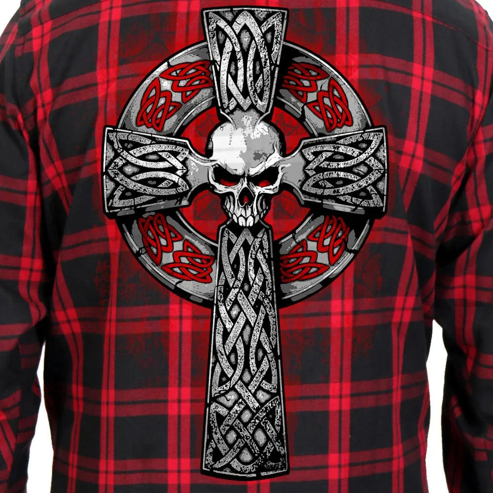 Hot Leathers FLM2112 Men's 'Celtic Cross' Flannel Long Sleeve Shirt