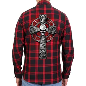 Hot Leathers FLM2112 Men's 'Celtic Cross' Flannel Long Sleeve Shirt