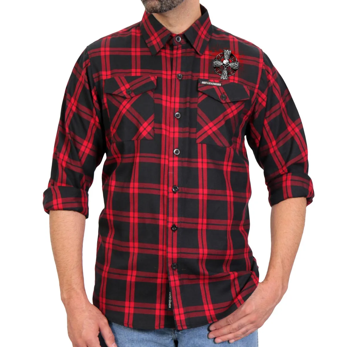 Hot Leathers FLM2112 Men's 'Celtic Cross' Flannel Long Sleeve Shirt