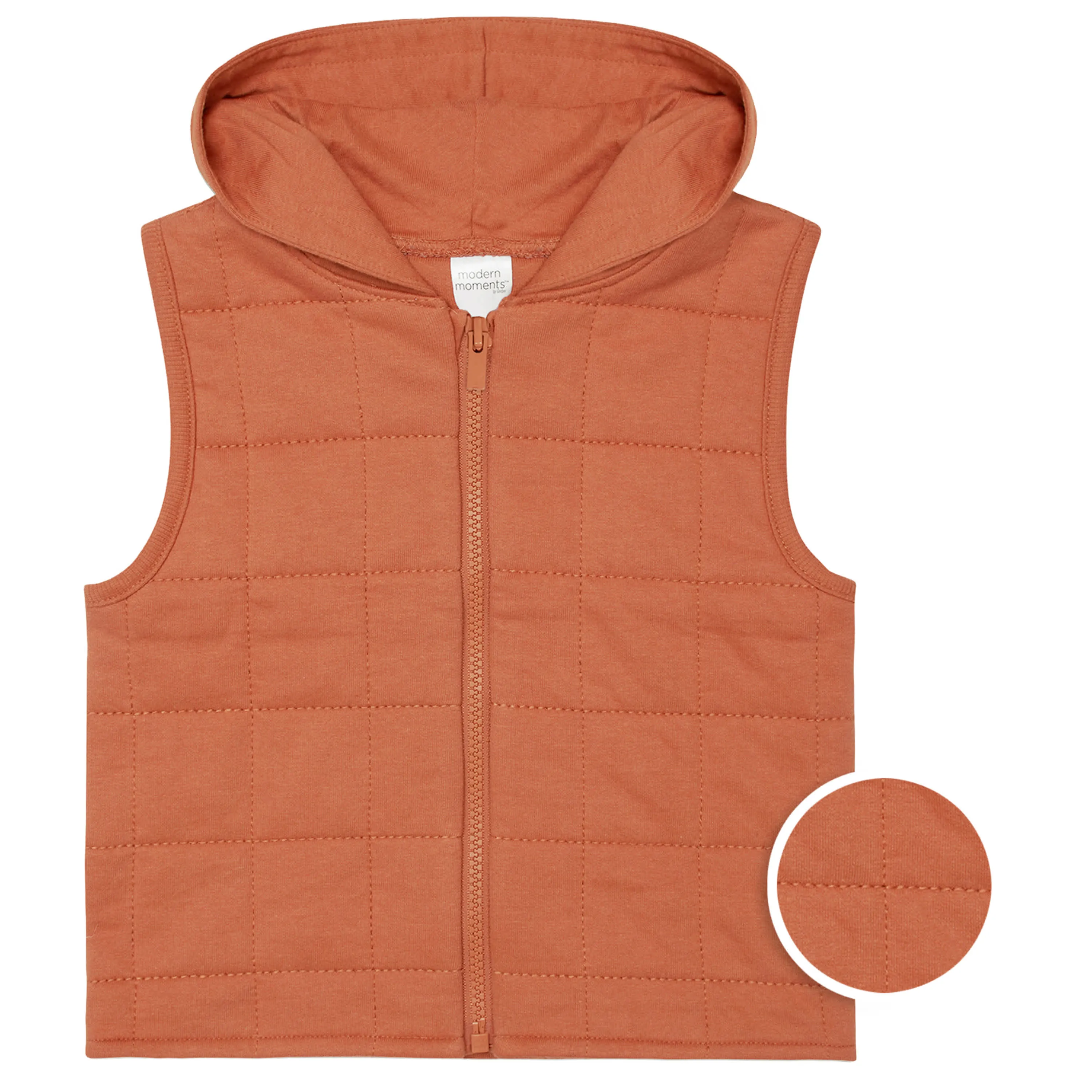 Infant & Toddler Boys Orange Quilted Hooded Vest