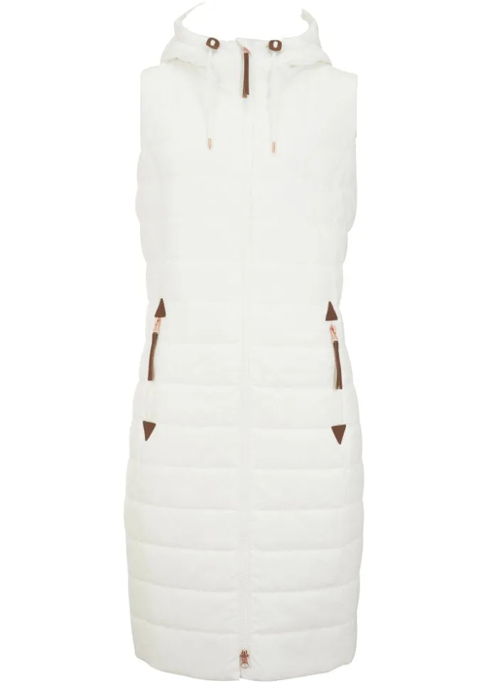 John Baner Jeanswear Long Quilted Vest, White