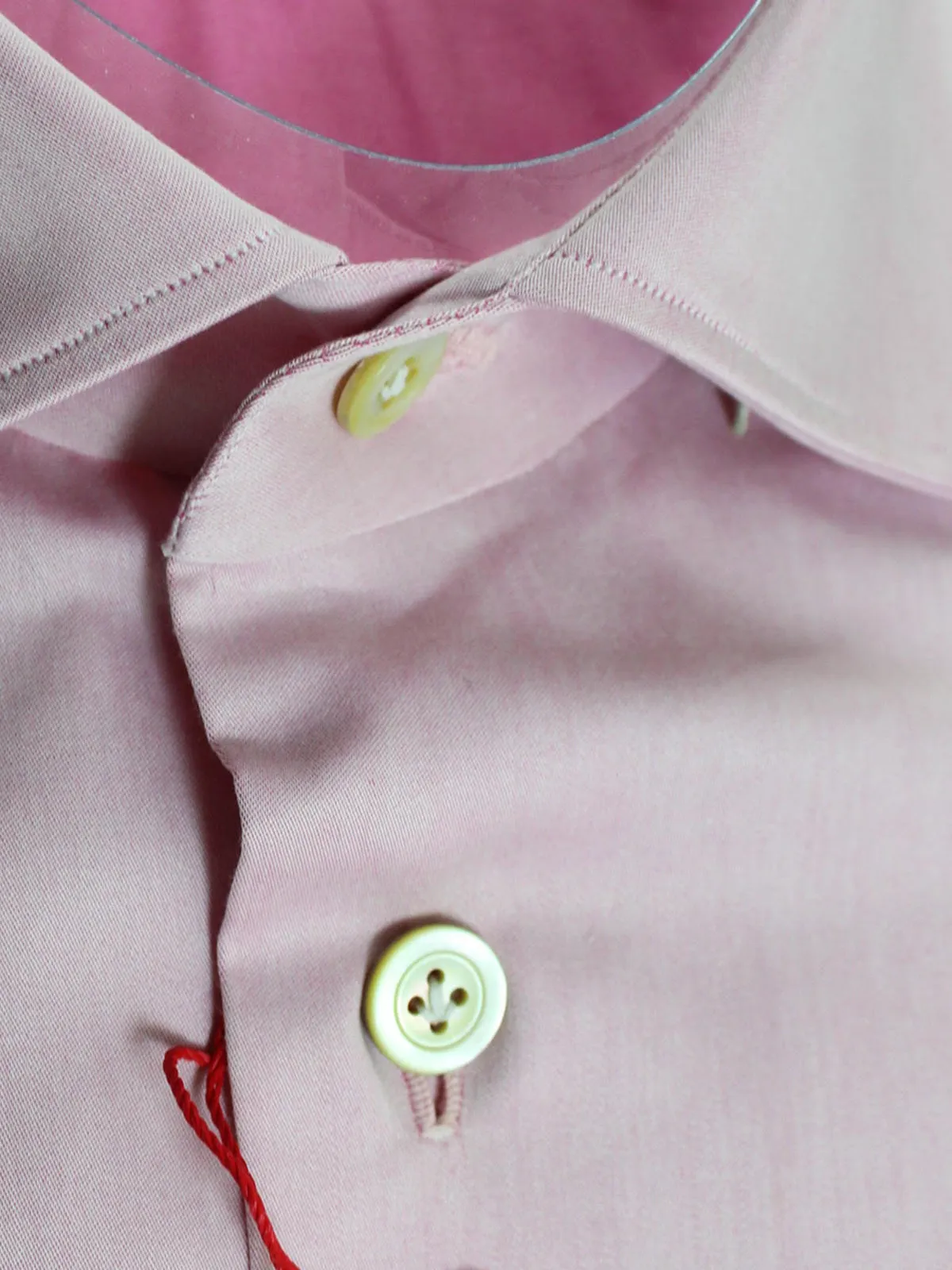 Kiton Dress Shirt Pink Solid Spread Collar 40 - 15 3/4 SALE