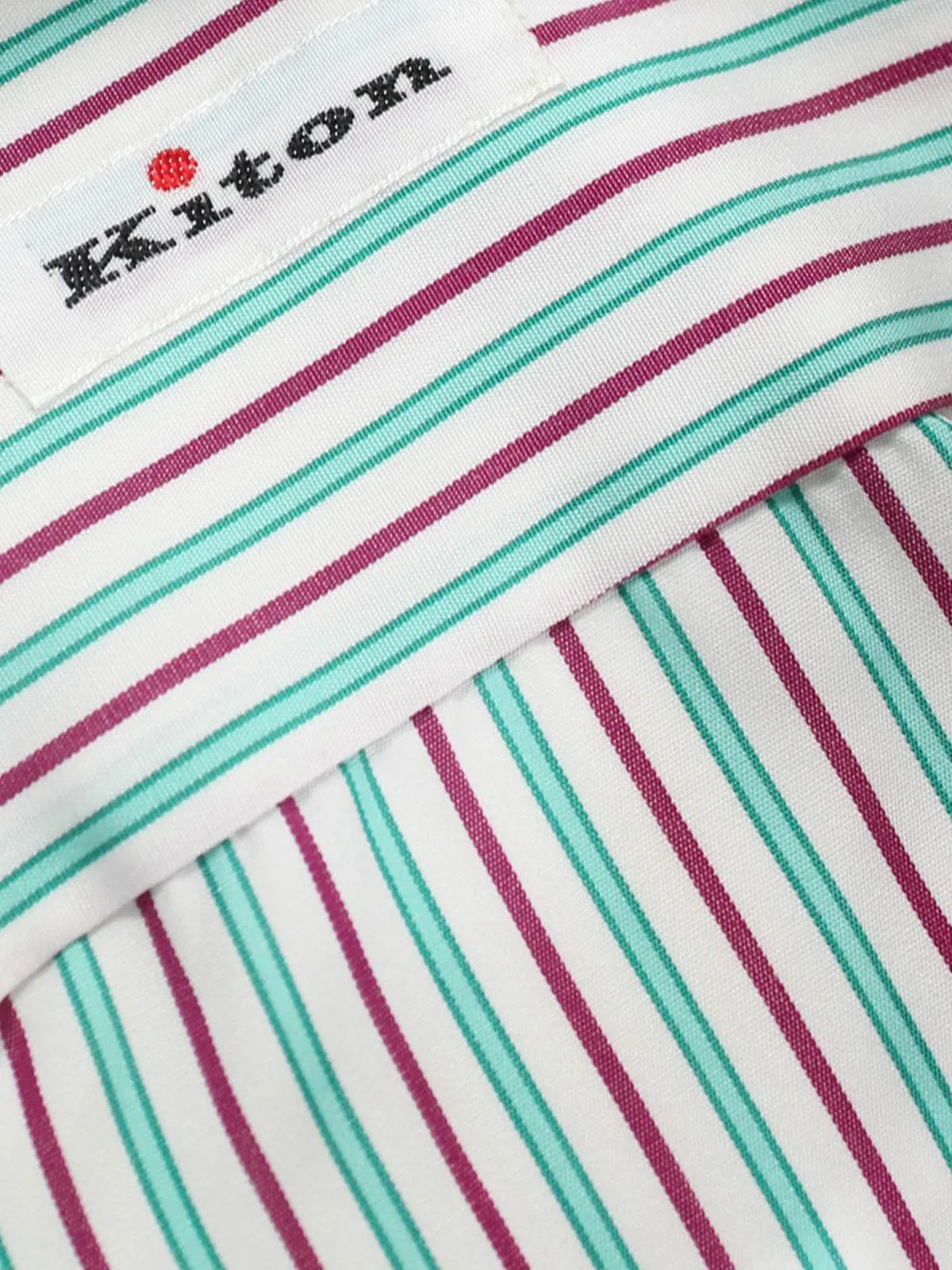 Kiton Dress Shirt White Aqua Maroon Stripes 42 - 16 1/2 SALE