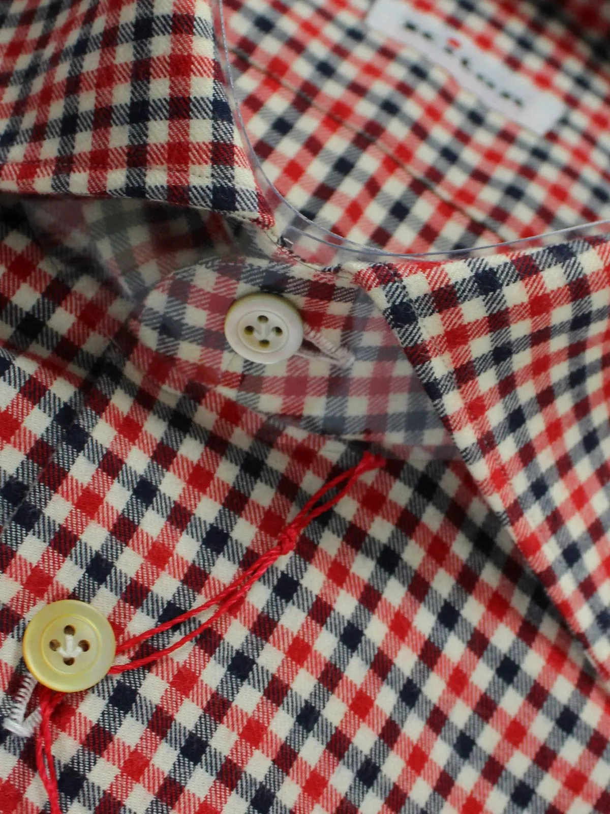 Kiton Dress Shirt White Navy Red Check Design 39 - 15 1/2 SALE