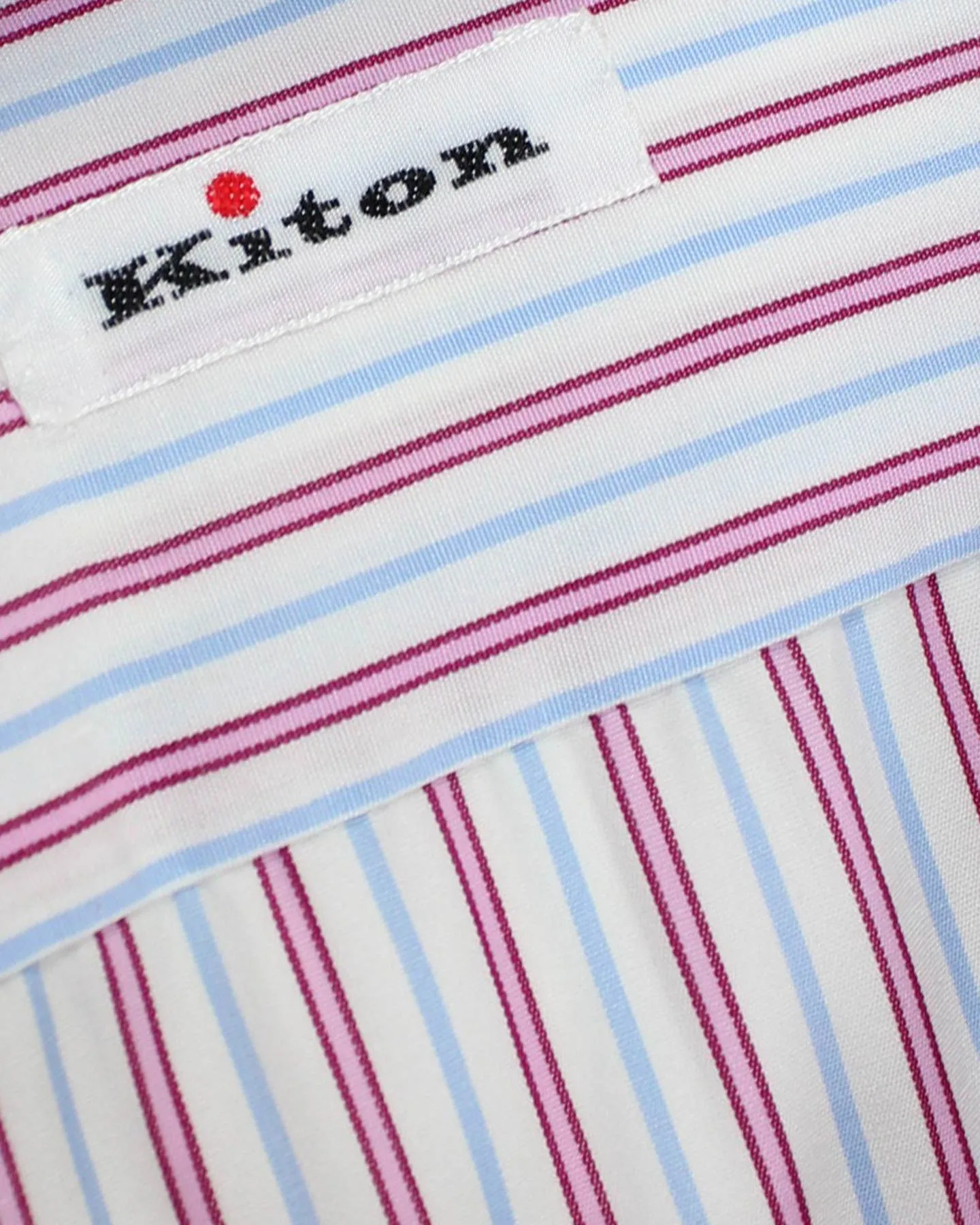 Kiton Dress Shirt White Pink Blue Stripes 42 - 16 1/2