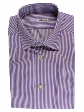 Kiton Dress Shirt White Purple Stripes 43 - 17 SALE