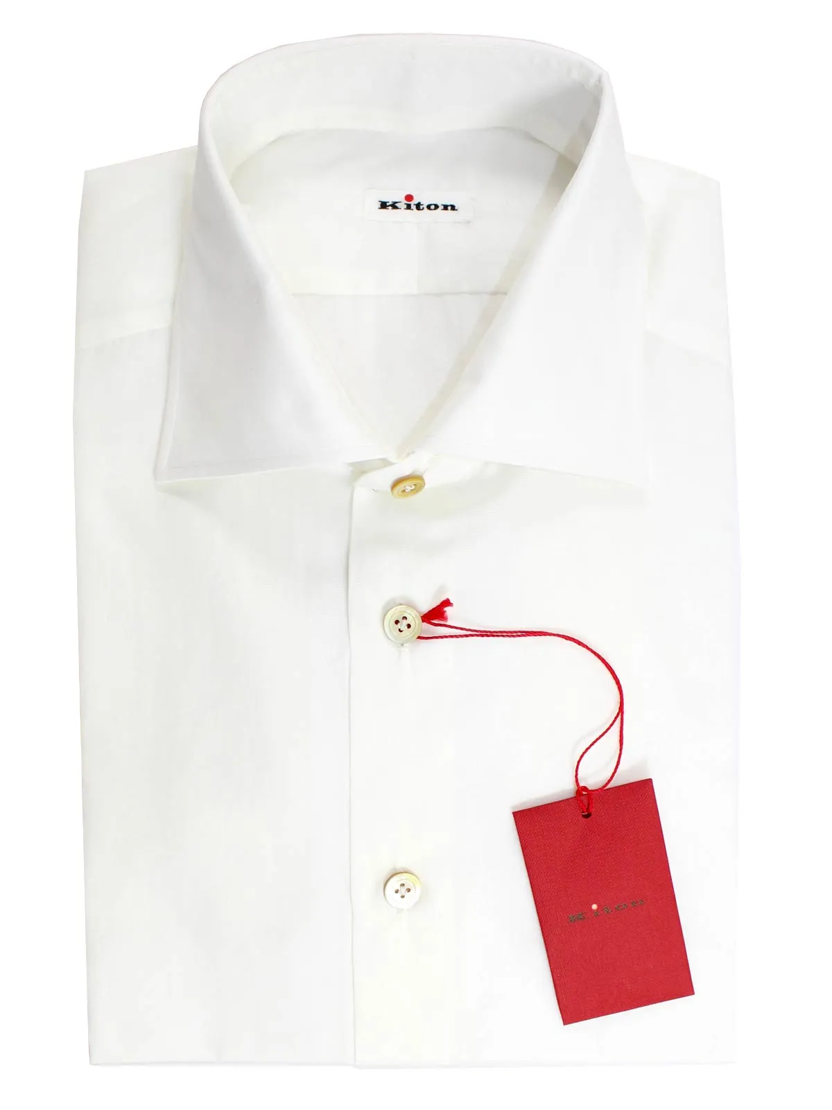 Kiton Dress Shirt White Spread Collar 40 - 15 3/4