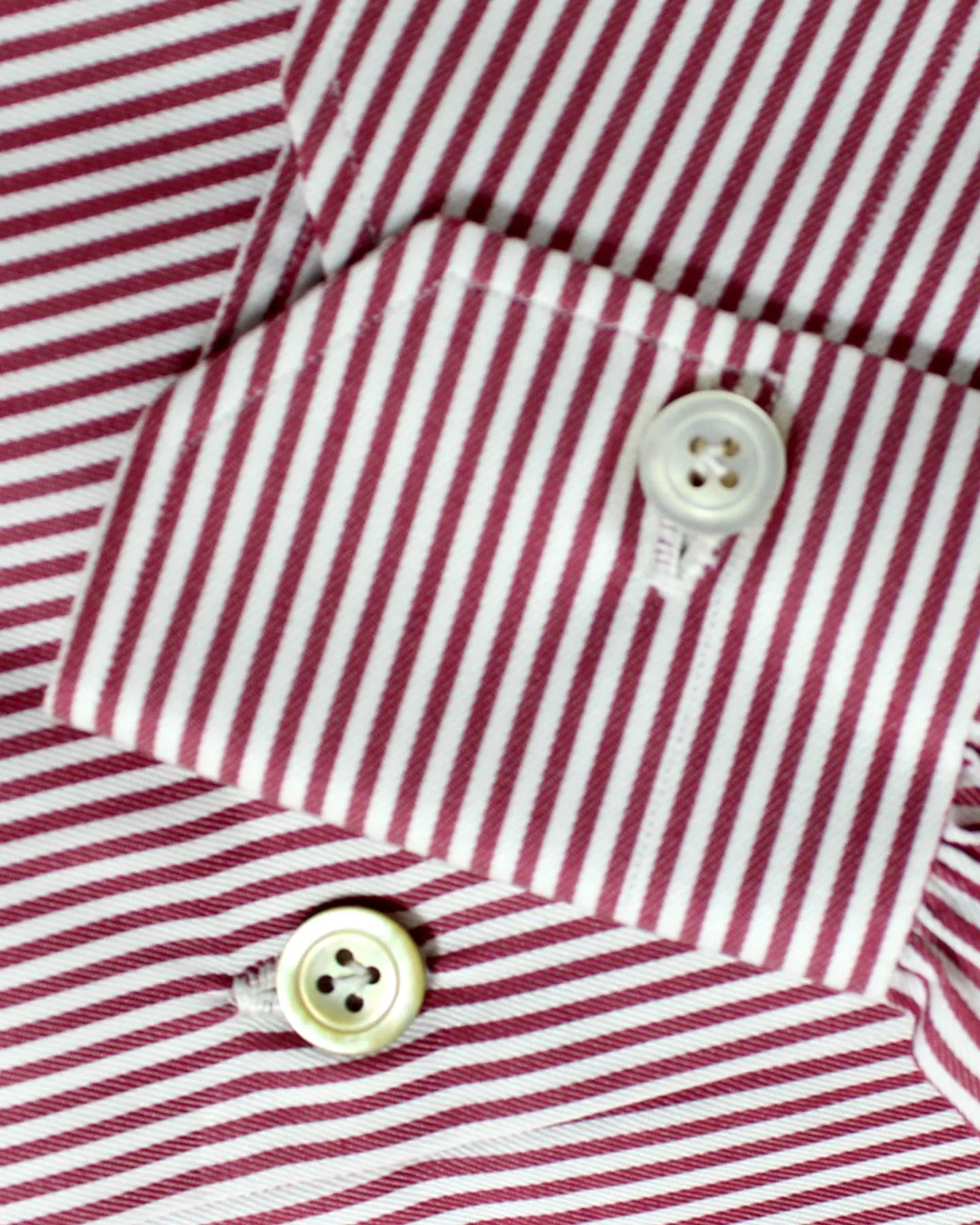 Kiton Shirt White Maroon Stripes Moderate Spread Collar 41 - 16