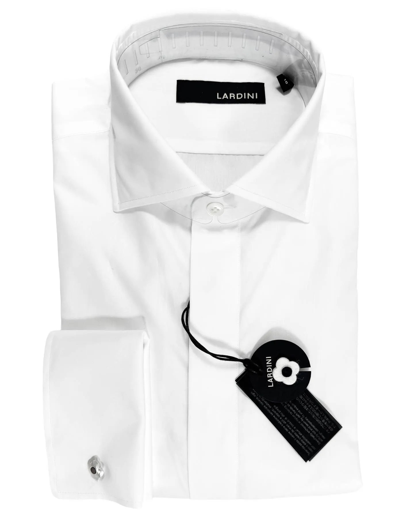 Lardini Tuxedo Shirt White French Cuffs 39 - 15 1/2 Sartorial Quality