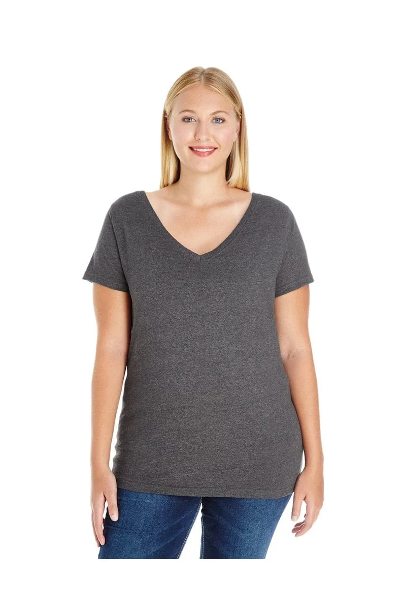 LAT 3807: Ladies' Curvy V-Neck Premium Jersey Wholesale T Shirt