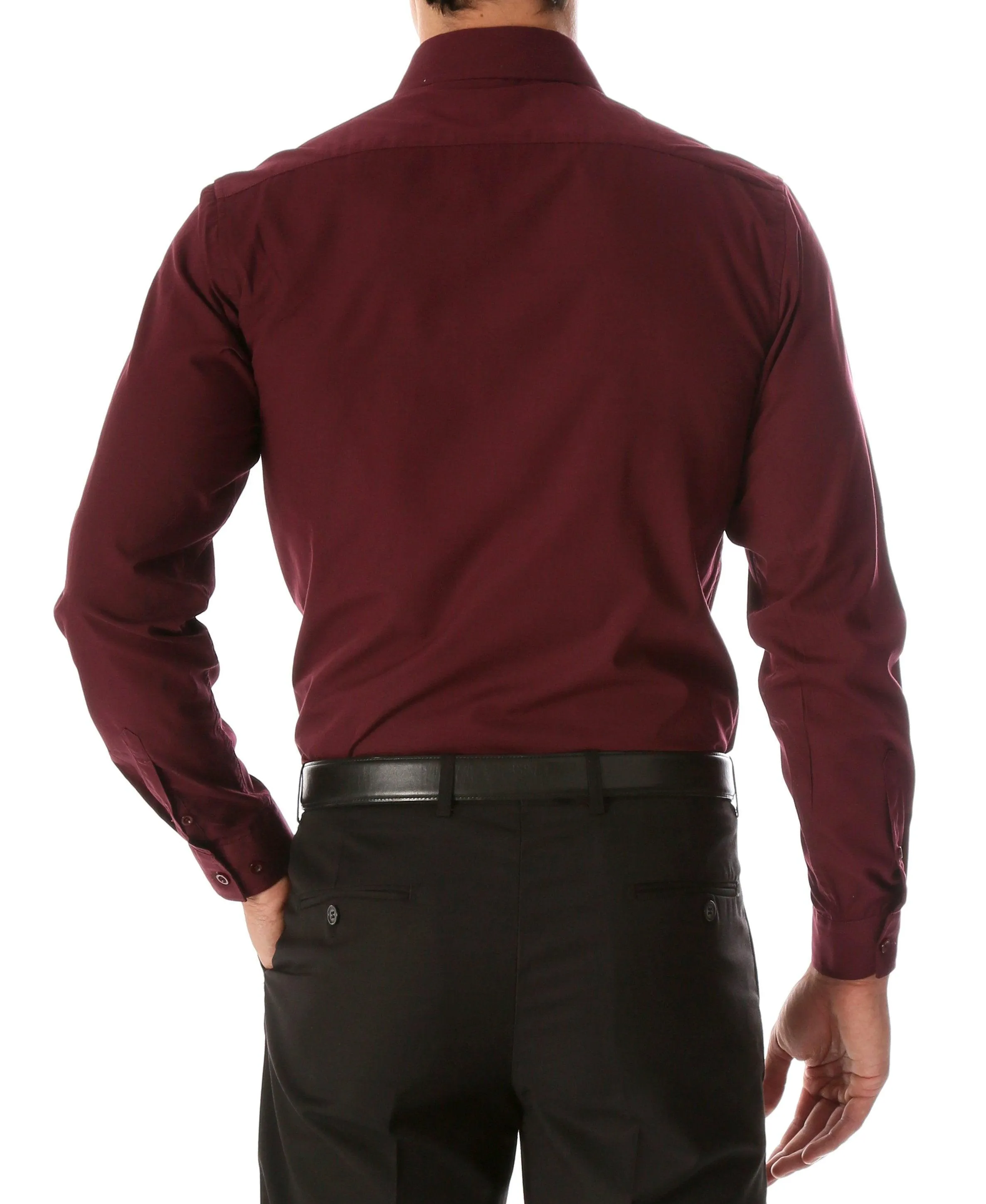 Leo Burgundy Mens Slim Fit Cotton Shirt