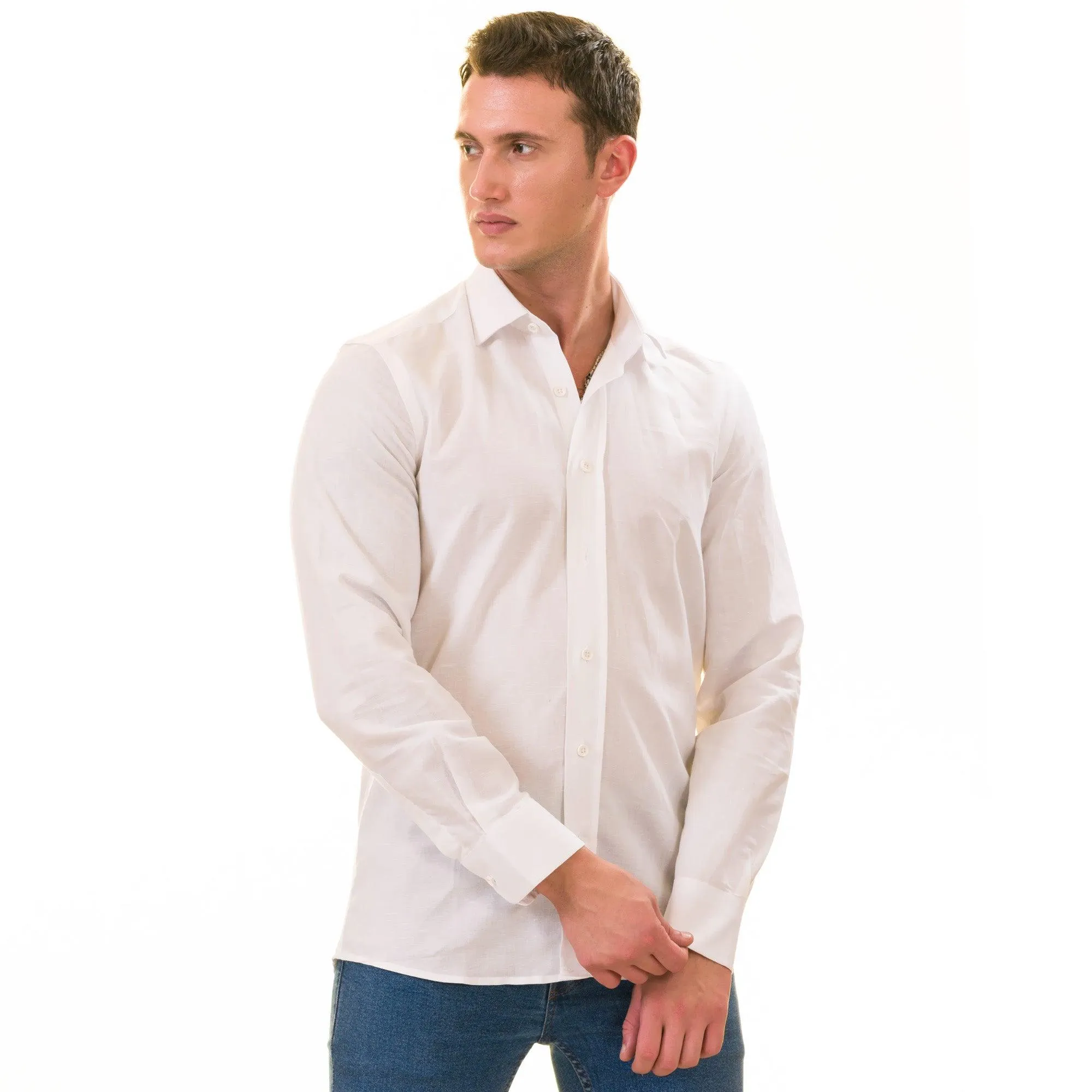 Luxury White Linen Shirt - European Tailor Fit