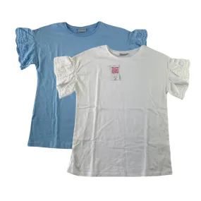 Matalan t-shirt bundle 11-12 years blue and white short frill sleeve cotton