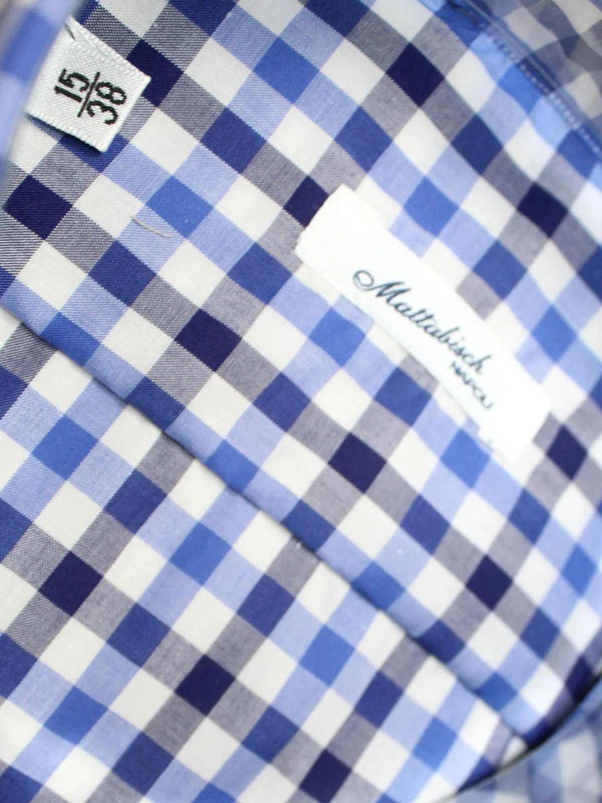 Mattabisch Napoli Shirt Royal Blue White Navy Check 44 - 17 1/2 SALE