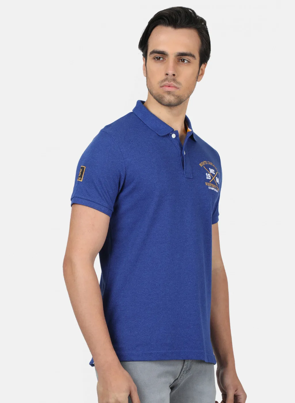 Men Blue Plain T-Shirts