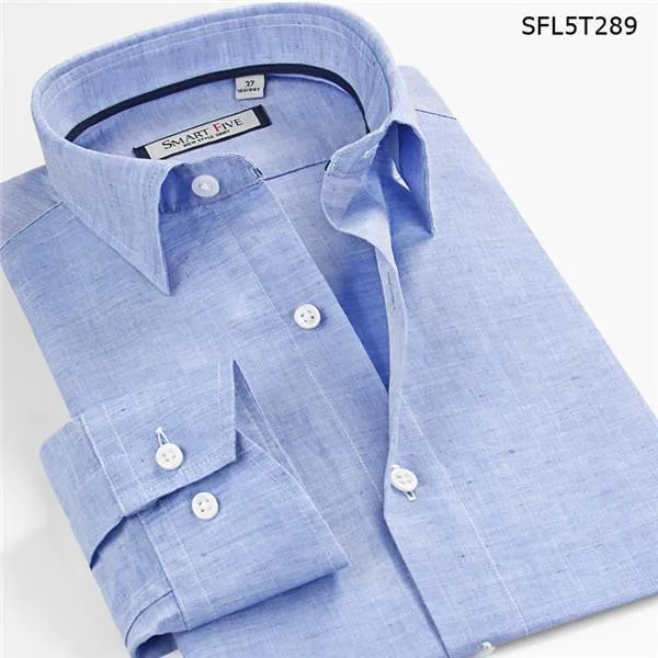 Men Dress Shirts 51% Cotton 49% Linen Shirts Long Sleeve Casual Shirts