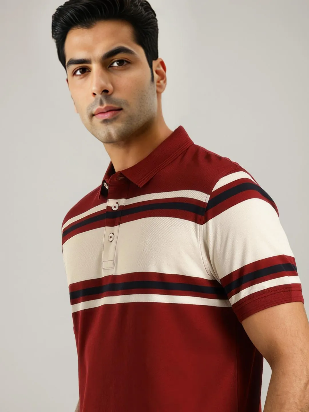 Men Striped Polo T-Shirt