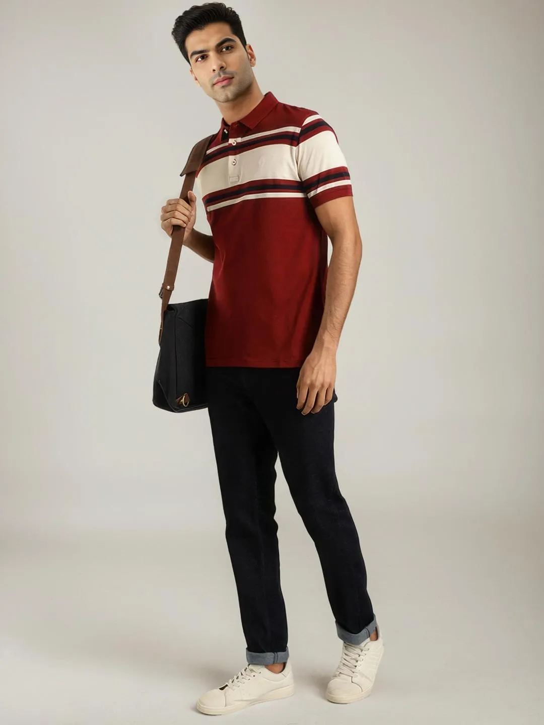 Men Striped Polo T-Shirt