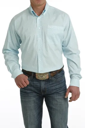 Men's Cinch Light Blue Floral Print Long Sleeve Button Down Shirt