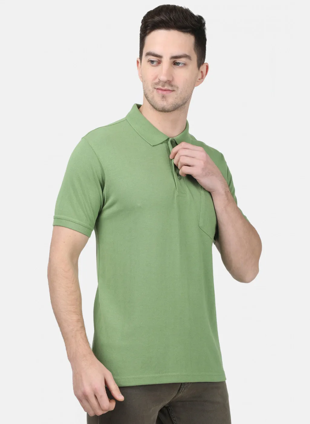 Mens Green Plain T-Shirts