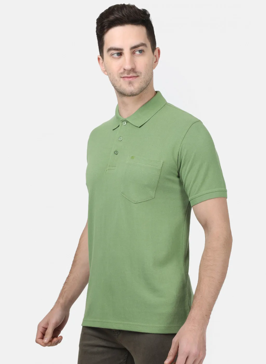 Mens Green Plain T-Shirts