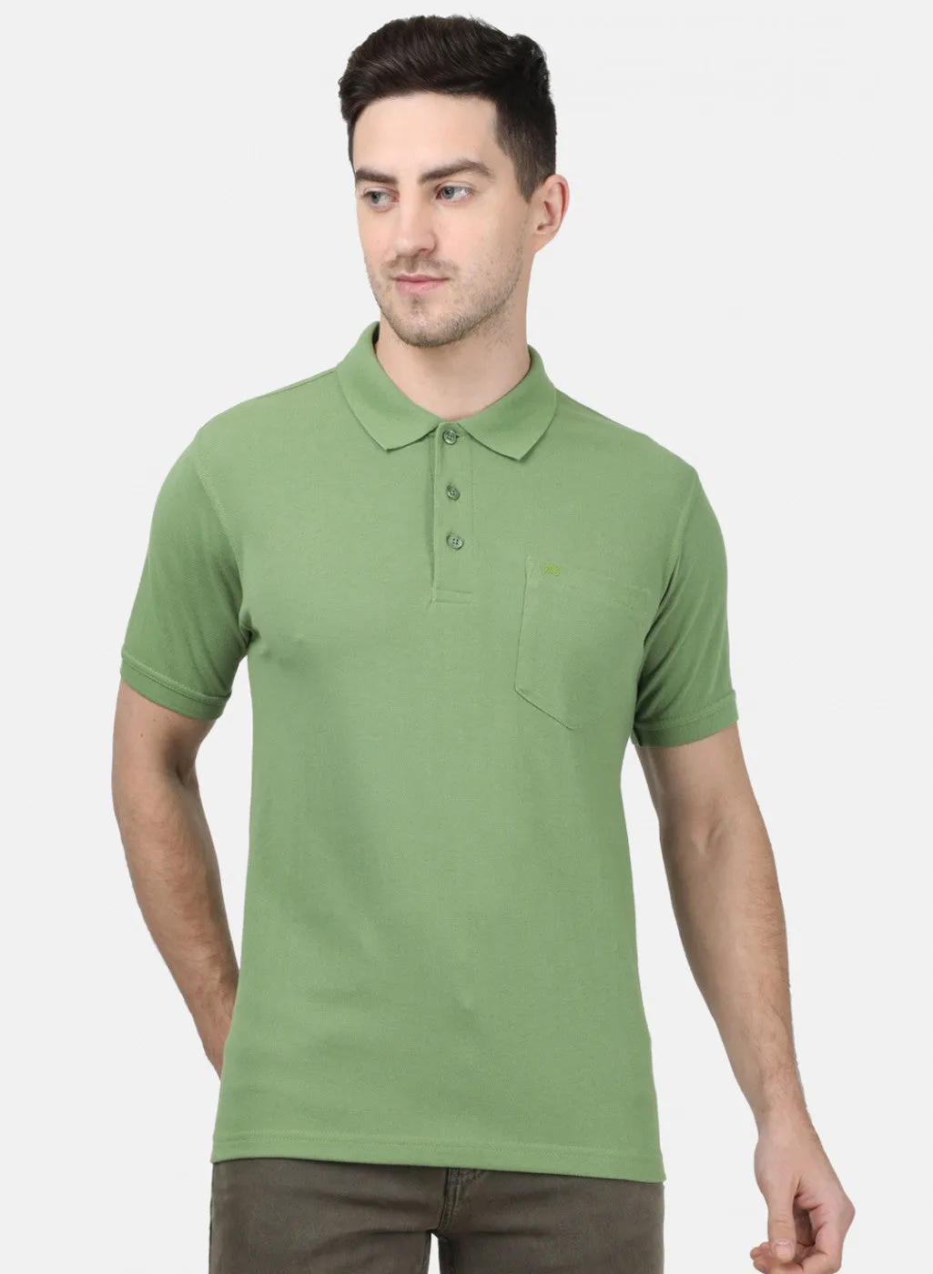 Mens Green Plain T-Shirts