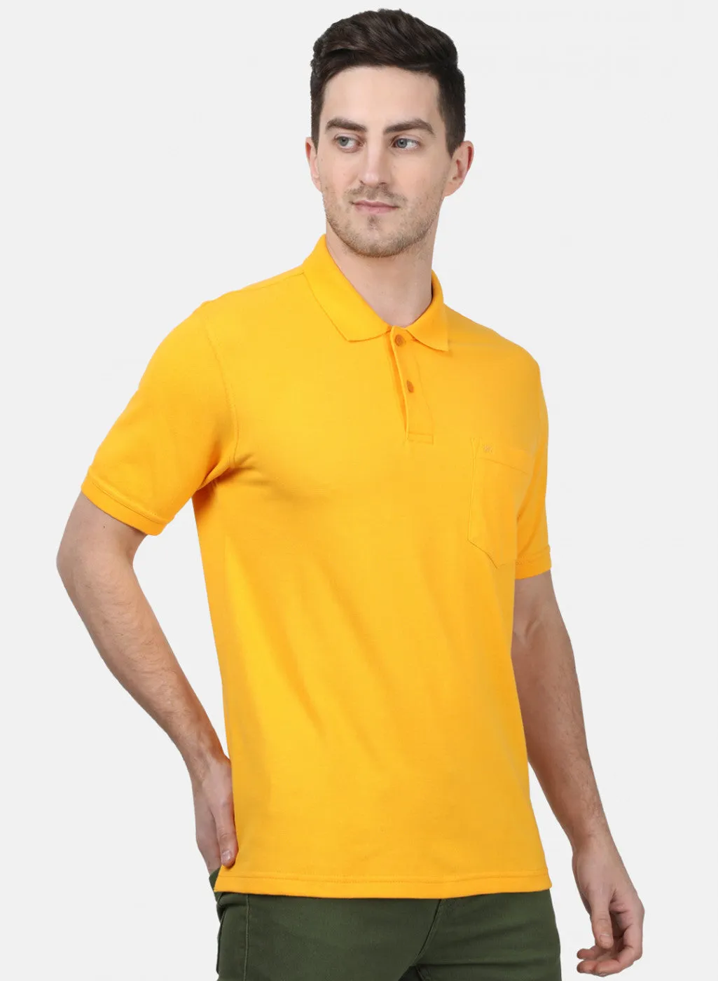 Mens Mustard Plain T-Shirts