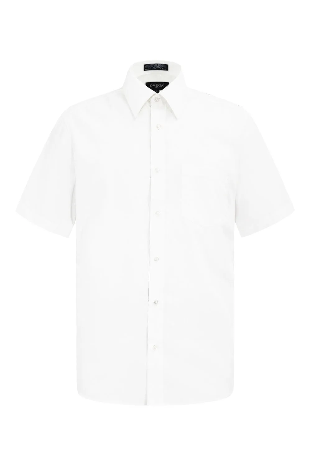 Men's Regular Fit Short Sleeve Solid Color Dress Shirts (White)