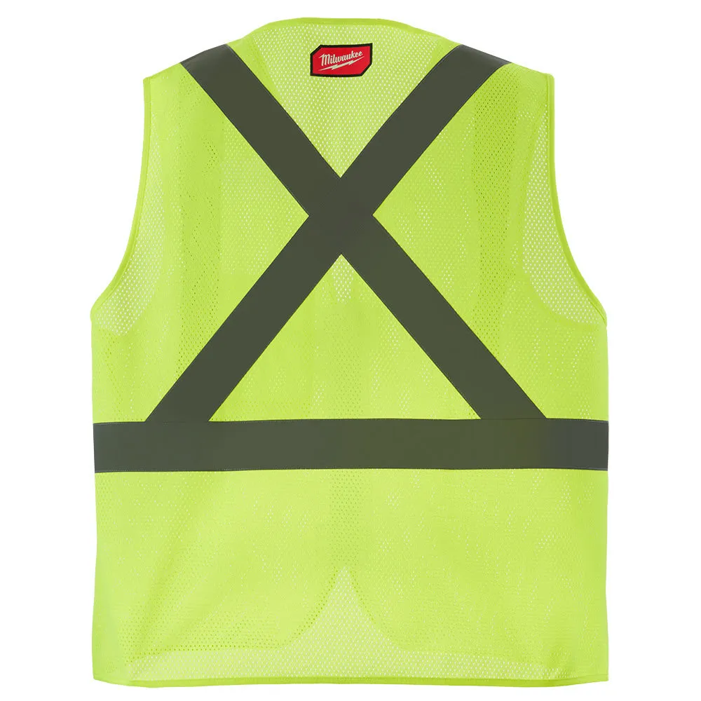 Milwaukee 48-73-2251 Class 2 High Visibility Yellow Mesh One Pocket Safety Vest - S/M (CSA)