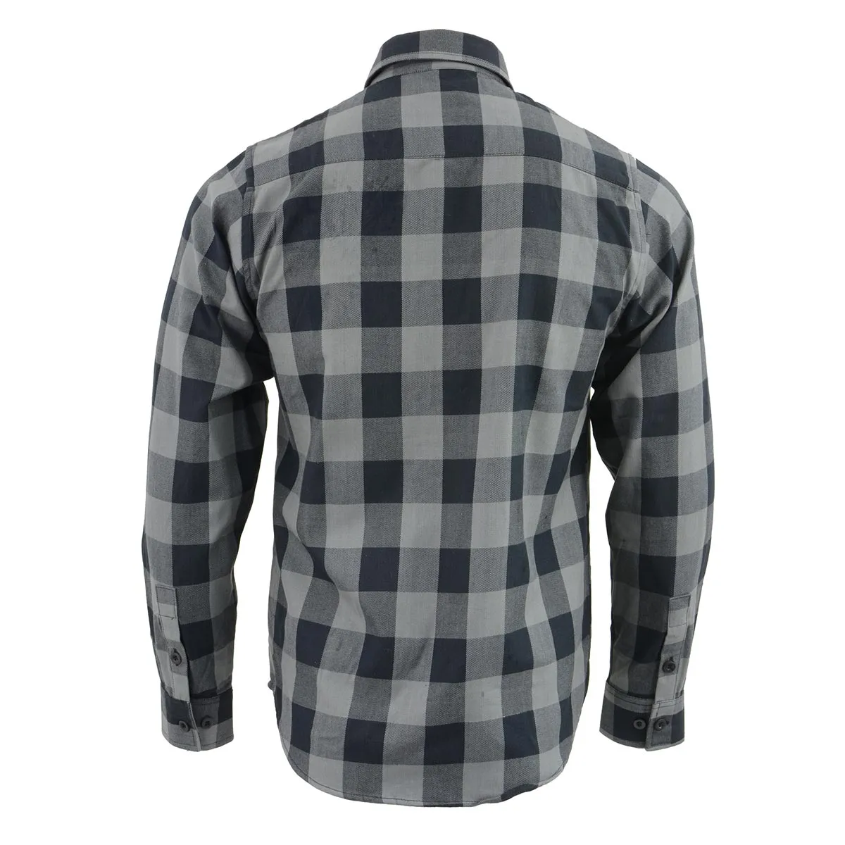 Milwaukee Leather Men's Flannel Plaid Shirt Black and Grey Long Sleeve