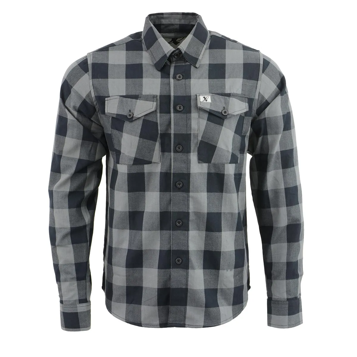 Milwaukee Leather Men's Flannel Plaid Shirt Black and Grey Long Sleeve