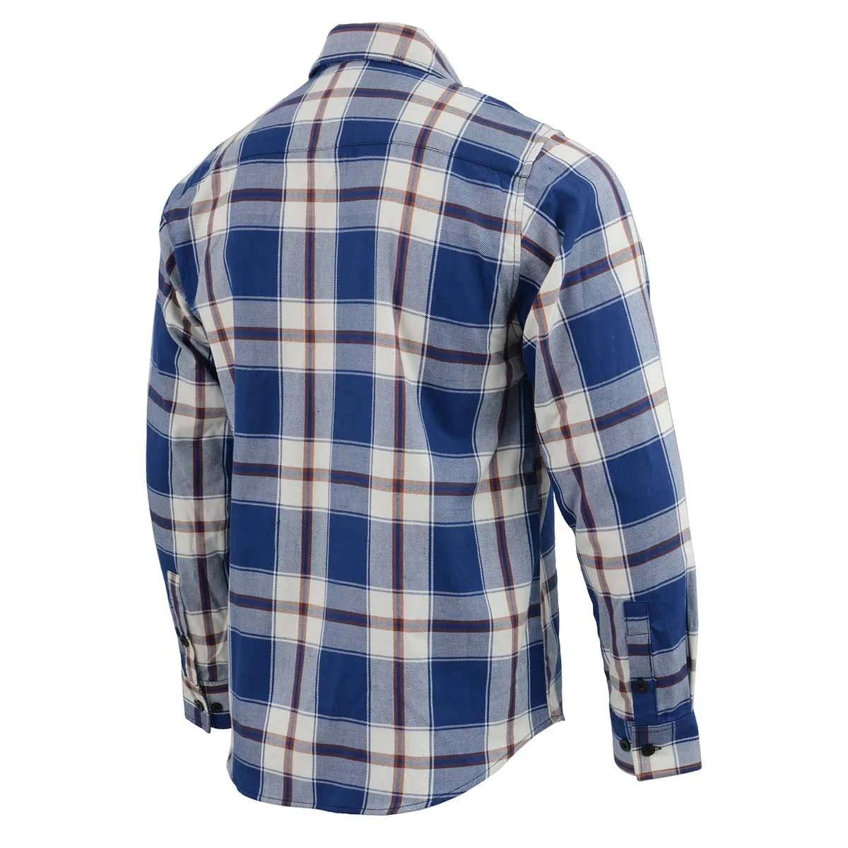 Milwaukee Leather Men's Flannel Plaid Shirt Blue White and Maroon Long