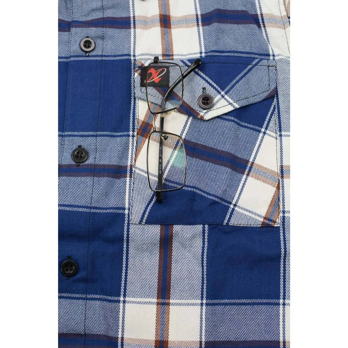 Milwaukee Leather Men's Flannel Plaid Shirt Blue White and Maroon Long