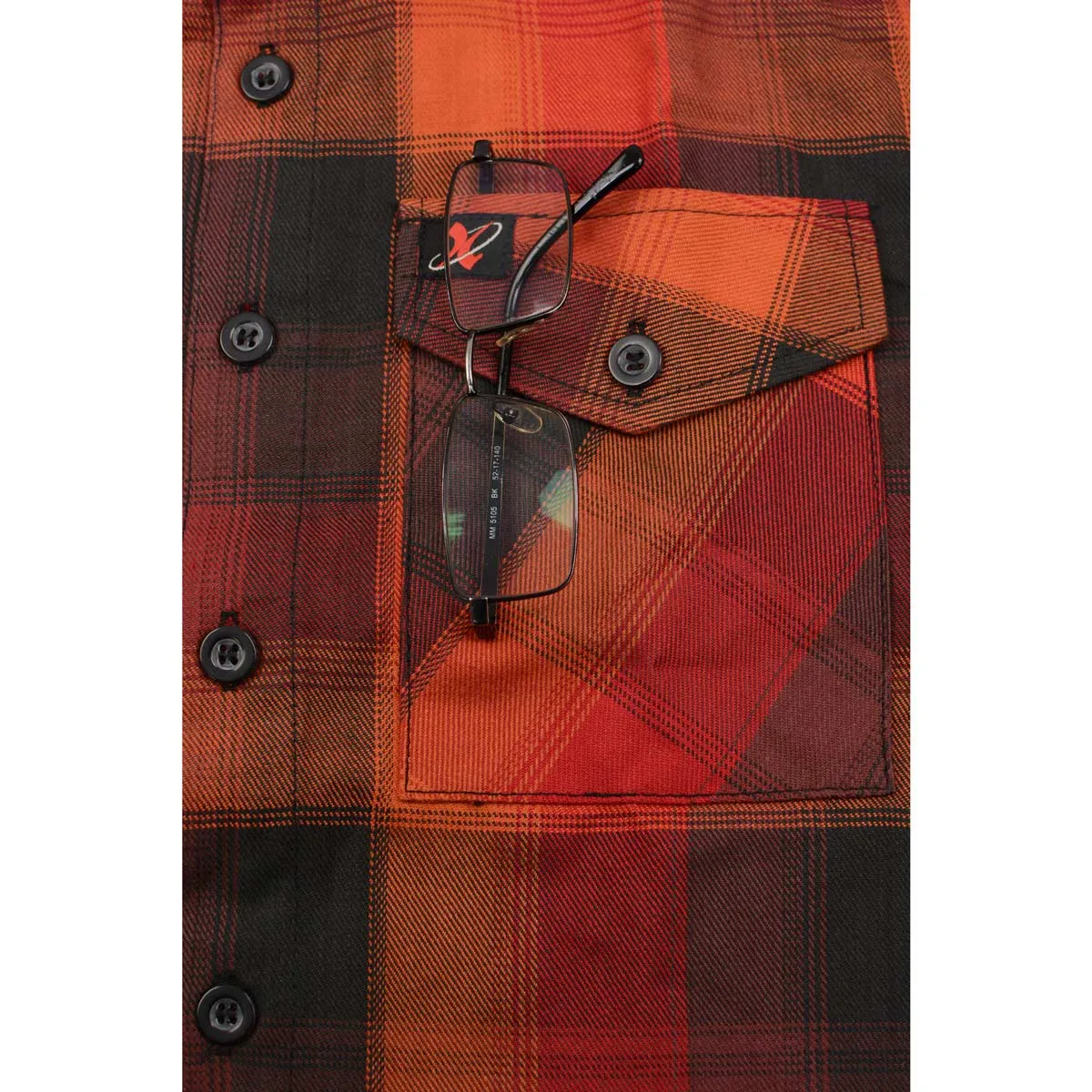 Milwaukee Leather Men's Flannel Plaid Shirt Orange with Red and Black