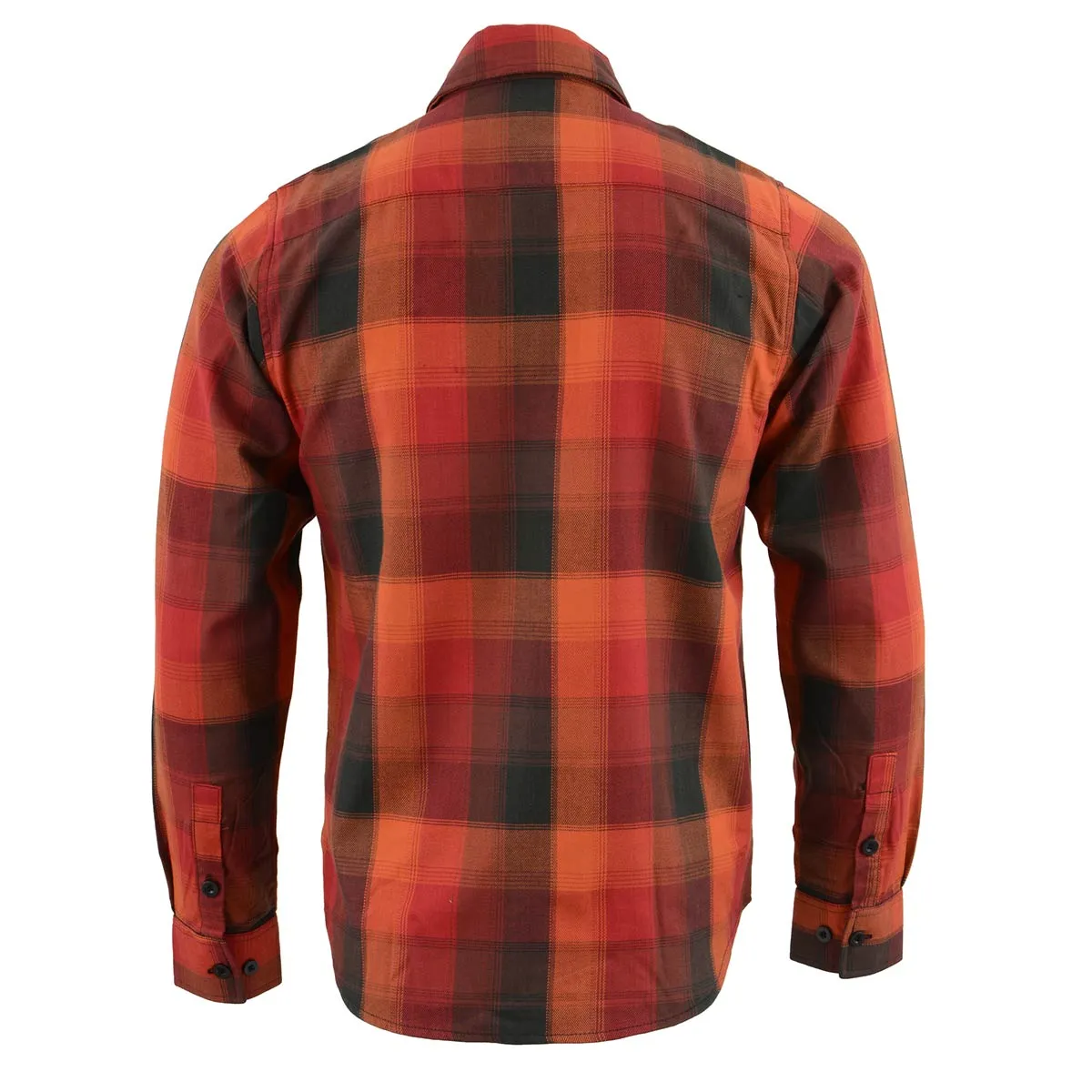 Milwaukee Leather Men's Flannel Plaid Shirt Orange with Red and Black