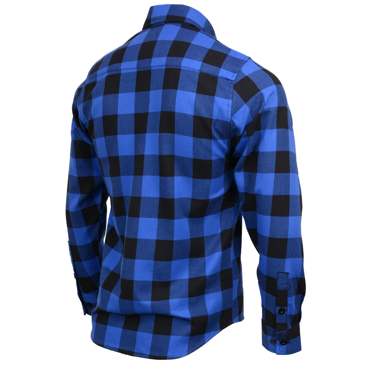 Milwaukee Leather MNG11634 Men's Black and Blue Flannel Plaid Long Sleeve Cotton Button Down Shirt