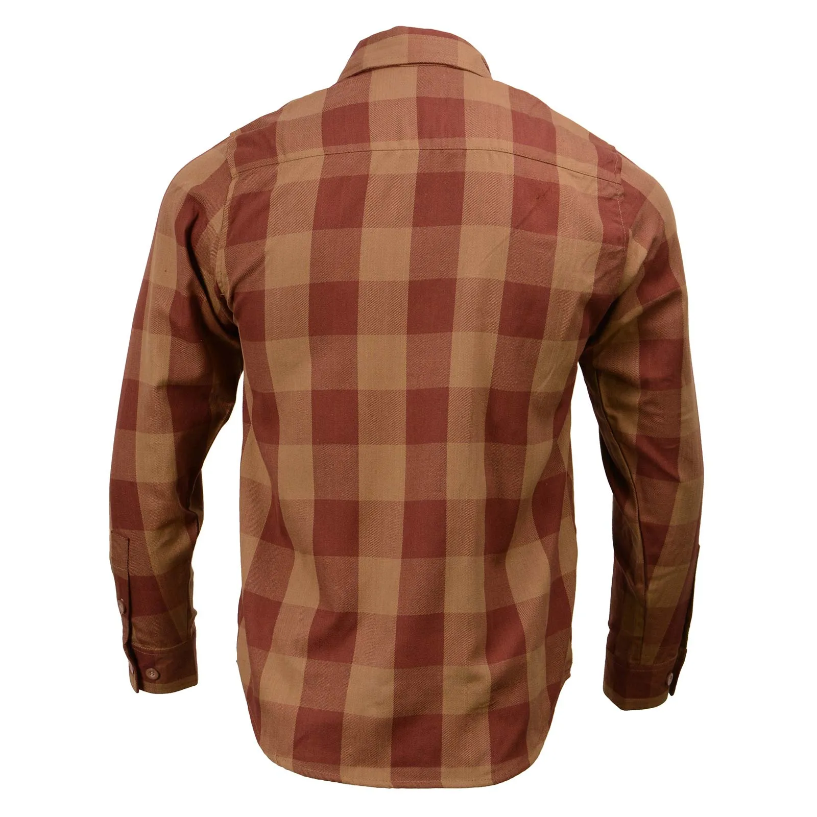 Milwaukee Leather MNG11653 Men's Brown and Beige Long Sleeve Cotton Flannel Shirt