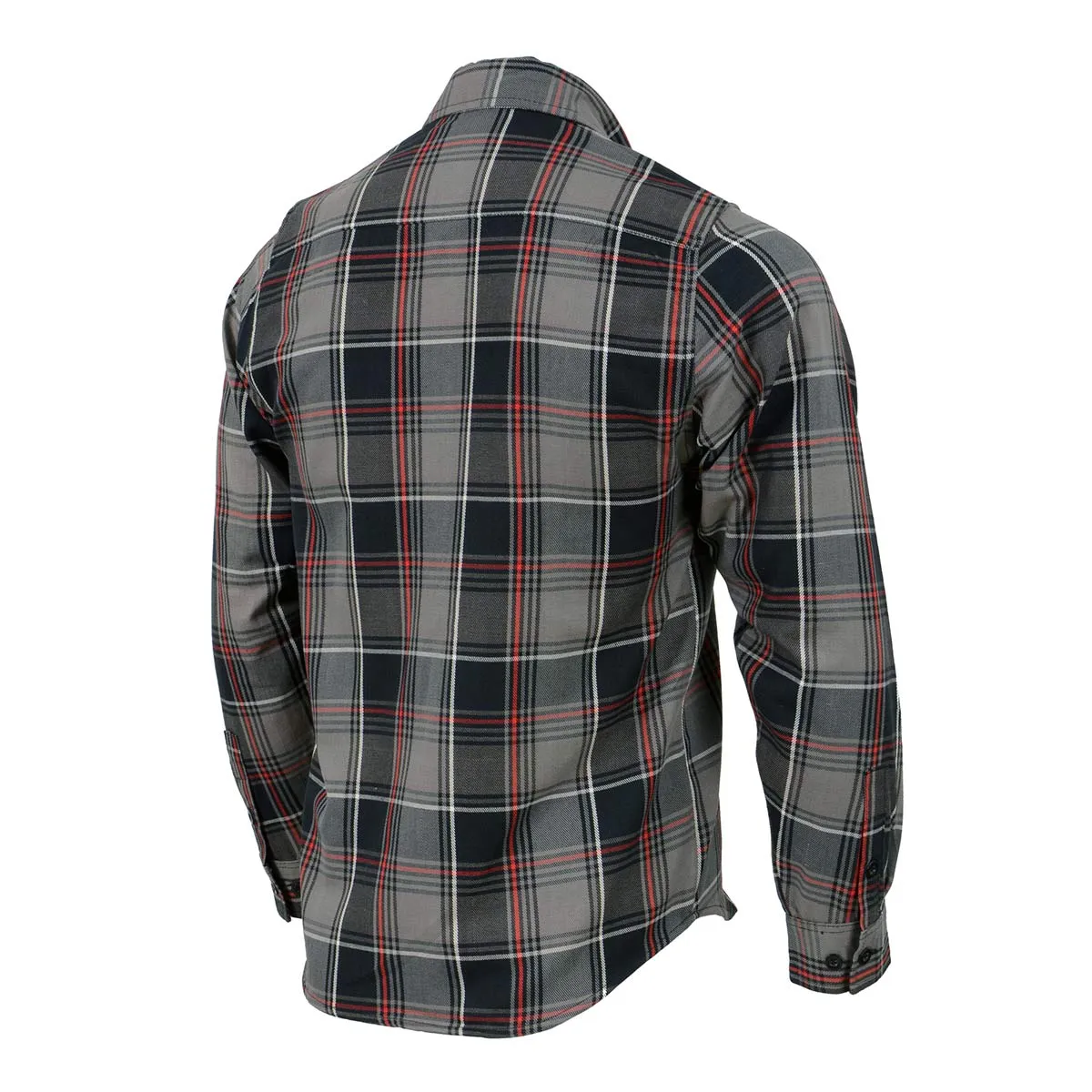 Milwaukee Leather MNG11658 Men's Black and Grey with Red Long Sleeve Cotton Flannel Shirt