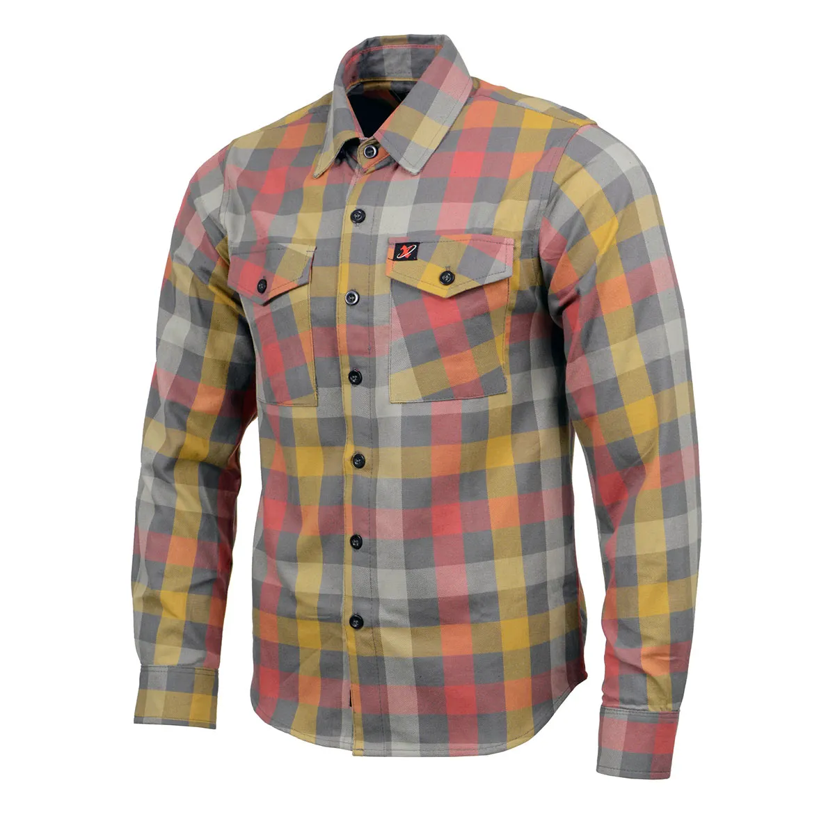 Milwaukee Leather MNG11661 Men's Gray and Red with Yellow Long Sleeve Cotton Flannel Shirt