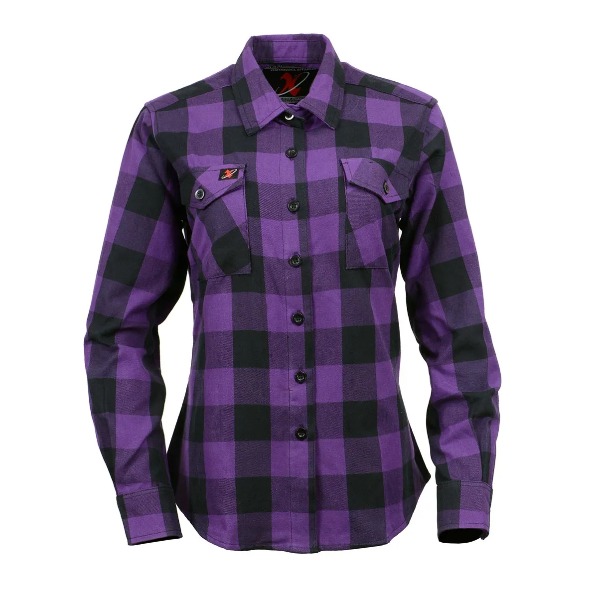 Milwaukee Leather MNG21619 Women's Black and Purple Long Sleeve Cotton Flannel Shirt