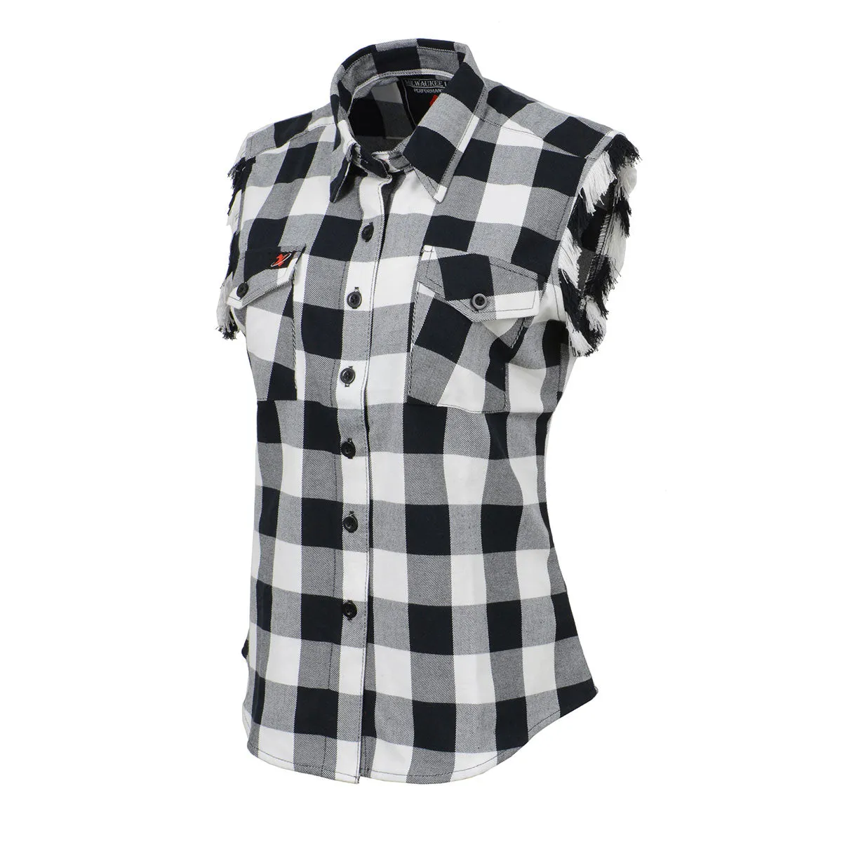 Milwaukee Leather MNG21625 Women's Flannel Down Sleeveless Shirt w/