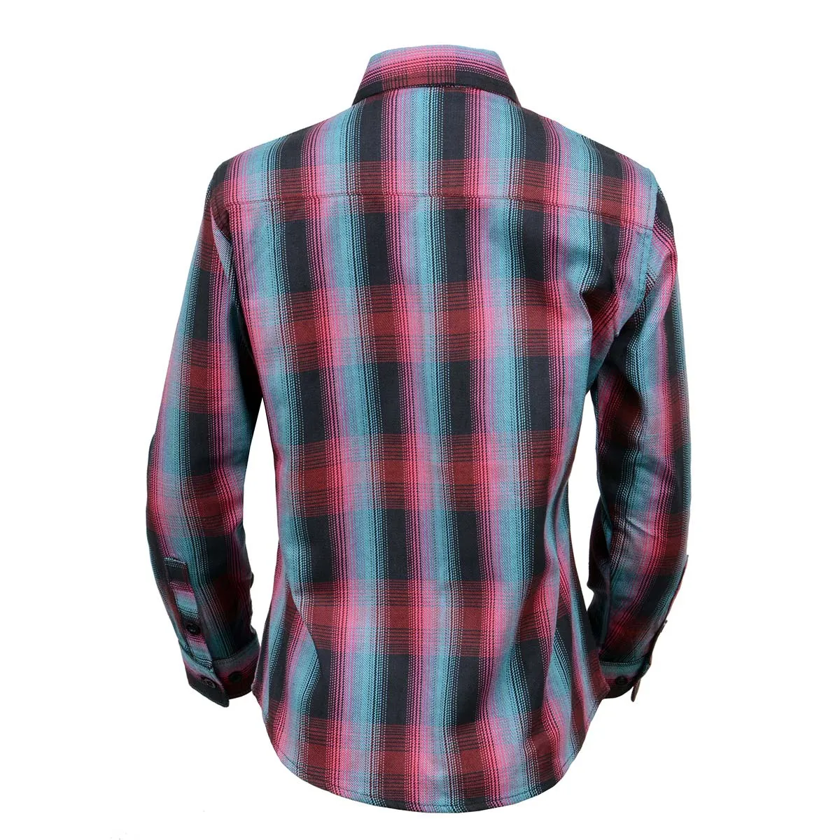 Milwaukee Leather Women's Black and Pink with Blue Long Sleeve Cotton Flannel Shirt MNG21612