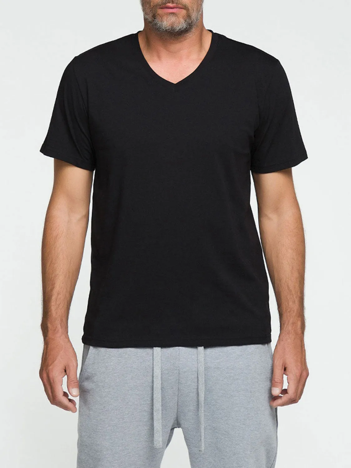 Modal Blend V-neck T-shirt Black