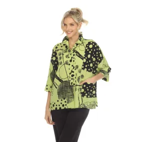 Moonlight Polka-Dot Swirl Blouse in Lime  - 3821-LM -