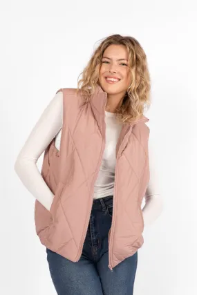 Mountainside Moment Mauve Quilted Puffer Vest SALE