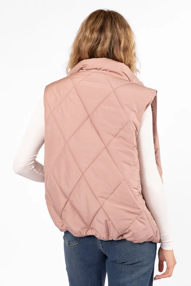 Mountainside Moment Mauve Quilted Puffer Vest SALE