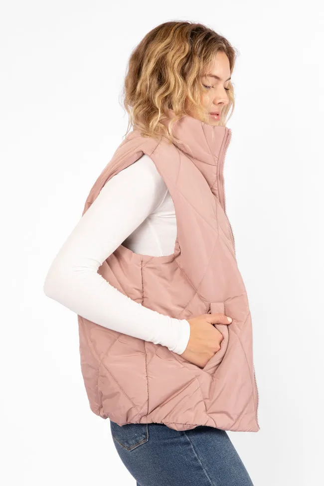 Mountainside Moment Mauve Quilted Puffer Vest