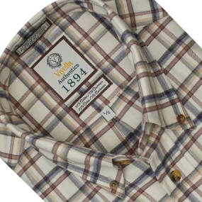 Natural Check Cotton & Cashmere Long Sleeve Shirts